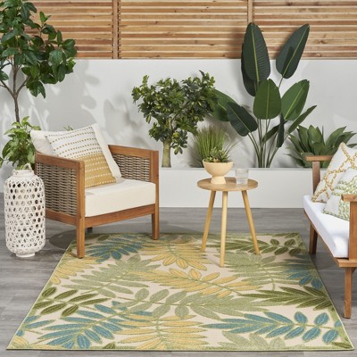 Green Multicolor Tropical Leaf Flat Woven Indoor/Outdoor Rug 5'3" x 7'5"