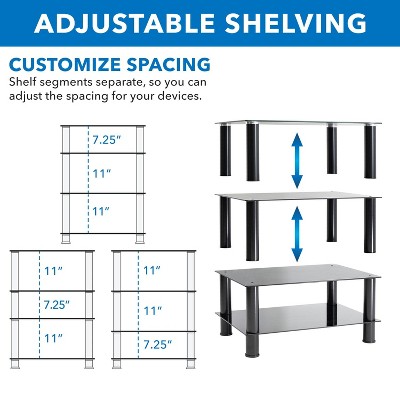 Black Tempered Glass 4-Shelf AV Media Stand