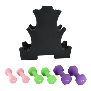 Dumbbell Set for Women and Men, Light Hand Weight Dumbbell Set with Plastic Storage Case, Neoprene Hexagon Non-Slip Weights Dumbbell Set, 2+3+5 LBS - 1 of 4