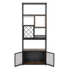LOVMOR 82.7" Industrial Tall Black Bar Wine Rack Cabinet with Glass Holder Wood Home Bar Cabinet - 4 of 4