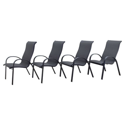 Santa Fe 4pc Aluminum Sling Chairs - Dark Gray - Courtyard Casual