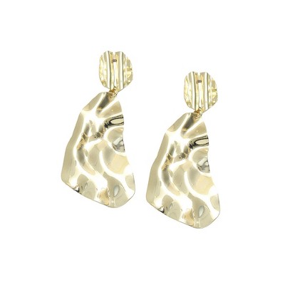 SOHI Women's Gold Dented Drop Earrings
