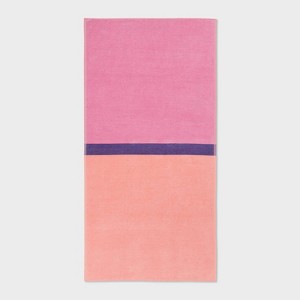 XL 'WOW' Reversible Beach Towel Peach/Pink/Purple - Sun Squad™ - 1 of 4