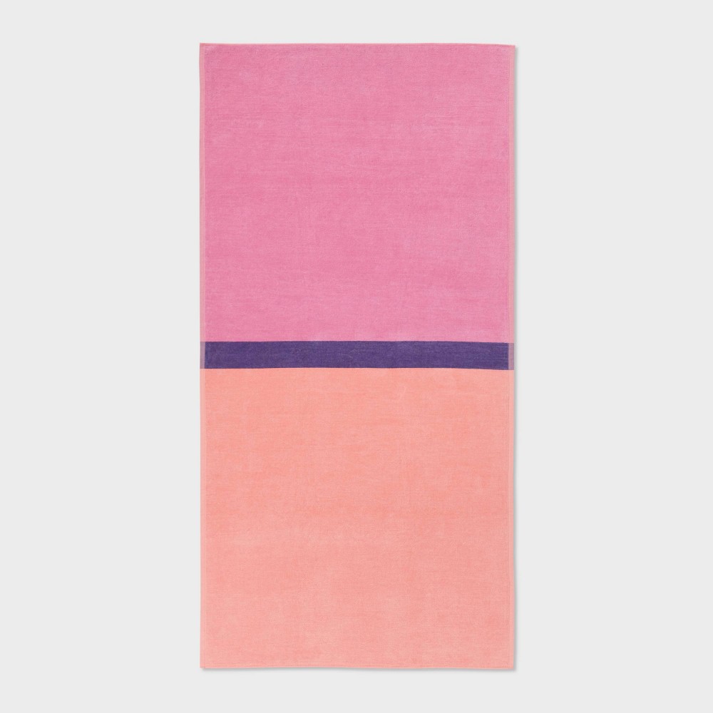 Photos - Towel XL 'WOW' Reversible Beach  Peach/Pink/Purple - Sun Squad™