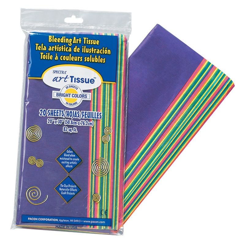 Spectra® Deluxe Bleeding Art Tissue, 10 Color Bright Assortment, 20" x 30", 20 Sheets Per Pack, 6 Packs, 2 of 4