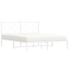 vidaXL White Steel Double Bed Frame with Headboard - Elegant Metal Slats Design (59.1"x78.7") for Modern Bedroom - 3 of 4