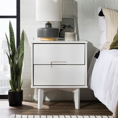NicBex 2 Drawers Nightstand with Cutout Handles,Bedside Table with Storage Space,Mid-Century Modern Side Table for Bedroom