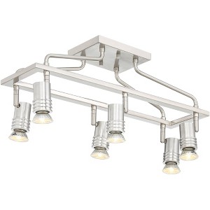 Pro Track Sven 6-Head LED Ceiling Track Light Fixture Kit Spot Light GU10 Silver Brushed Nickel Finish Metal Modern Cage Kitchen Bathroom 22" Wide - 1 of 4