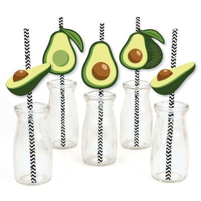 Big Dot of Happiness Hello Avocado - Paper Straw Decor - Fiesta Party Striped Decorative Straws - Set of 24