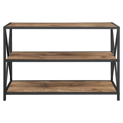 26 X Frame Metal And Wood Media Bookshelf Barnwood Saracina