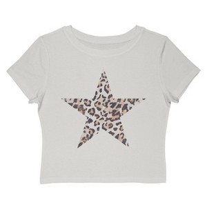 Rerun Island Women's Animal Print Star Short Sleeve Graphic Cotton Baby Tee - Cloud Dancer 3X - 1 of 4
