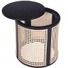 Racxily 15.70" Round End Table, Hollow Woven Side Table, Small Rubber Wood Nightstand, Rattan Woven Tea Desk, Round Wood Tabletop - 4 of 4