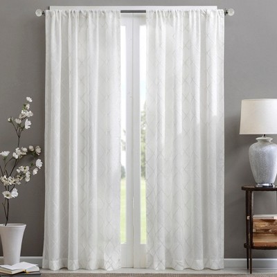 JUJABU 1 pc 50"x84" Diamond Sheer Window Curtain Panel