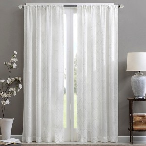 JUJABU 1 pc 50"x84" Diamond Sheer Window Curtain Panel - 1 of 4