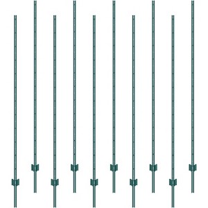 VEVOR 7 Feet Fence Post, 10 Pack T-Post Heavy Duty Metal Fence Posts,Sturdy Steel Fence Stakes for Garden Yard, Lawn,Farms and Outdoor Wire Fencing - 1 of 4