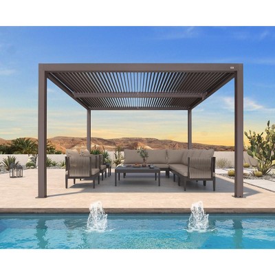 PURPLE LEAF Outdoor Louvered Pergola Sun Shade Outside Canopy with Aluminum Roof for Pool Hot Tub Backyard Garden Pavilion Patio Hardtop Gazebo