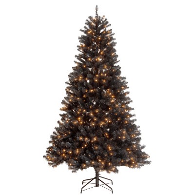 Prelit Black North Valley Spruce Artificial Christmas Tree Clear Lights - National Tree Company