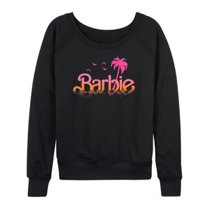 Women's - Barbie - Water Reflection Logo Lightweight French Terry Wide Neck Long Sleeve Shirt - 1 of 4