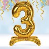 Beistle Self-Standing Balloon Number  3, 26", (2/Pkg) Gold - 2 of 4