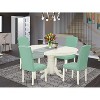 HomeStock 5-Pc Oval Linen White Finish Solid Wood Top Dining Table with 4 Parson Chair with Butterfly Leaf - 2 of 4