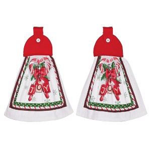 Collections Etc Candy Cane and Holly Kitchen Towels - Set of 2 - 1 of 2