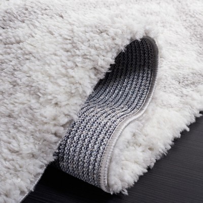 Ivory and Grey Synthetic Shag Area Rug 4'5" x 6'5"