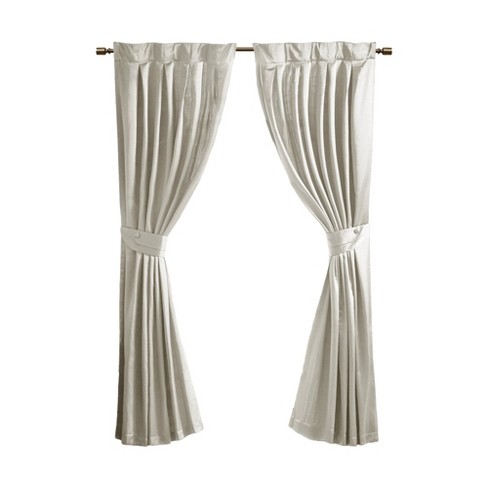 Luxury White Satin Pole Pocket Drapes popular with Thermal Suede Lining