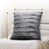 Cheer Collection Luxurious Faux Fur Throw Pillows Set of 2 - Gray (16" x 16") - 3 of 4