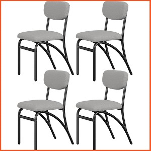 Dining Chairs, Boucle Dining Chairs Set of 2, Mid-Century Modern Upholstered Kitchen Dining Room Chairs with Arched Metal Legs - 1 of 4