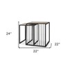 HomeRoots Set of Two Natural and Black Solid Wood and Metal Square Sled Nested Tables - 3 of 4