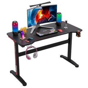 FDW 47 Inch Computer Desk Gaming Desk Writing Desk Office Desk Extra Large Modern Ergonomic Racing Style Table Workstation for Adult Teens,Black - 1 of 4
