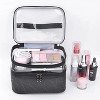 Makeup Bag Cosmetic Bag Travelling Double Layer Make Up Bag Organizer Medium Case for Women Girls Reusable Toiletry Bags(Black) - 4 of 4
