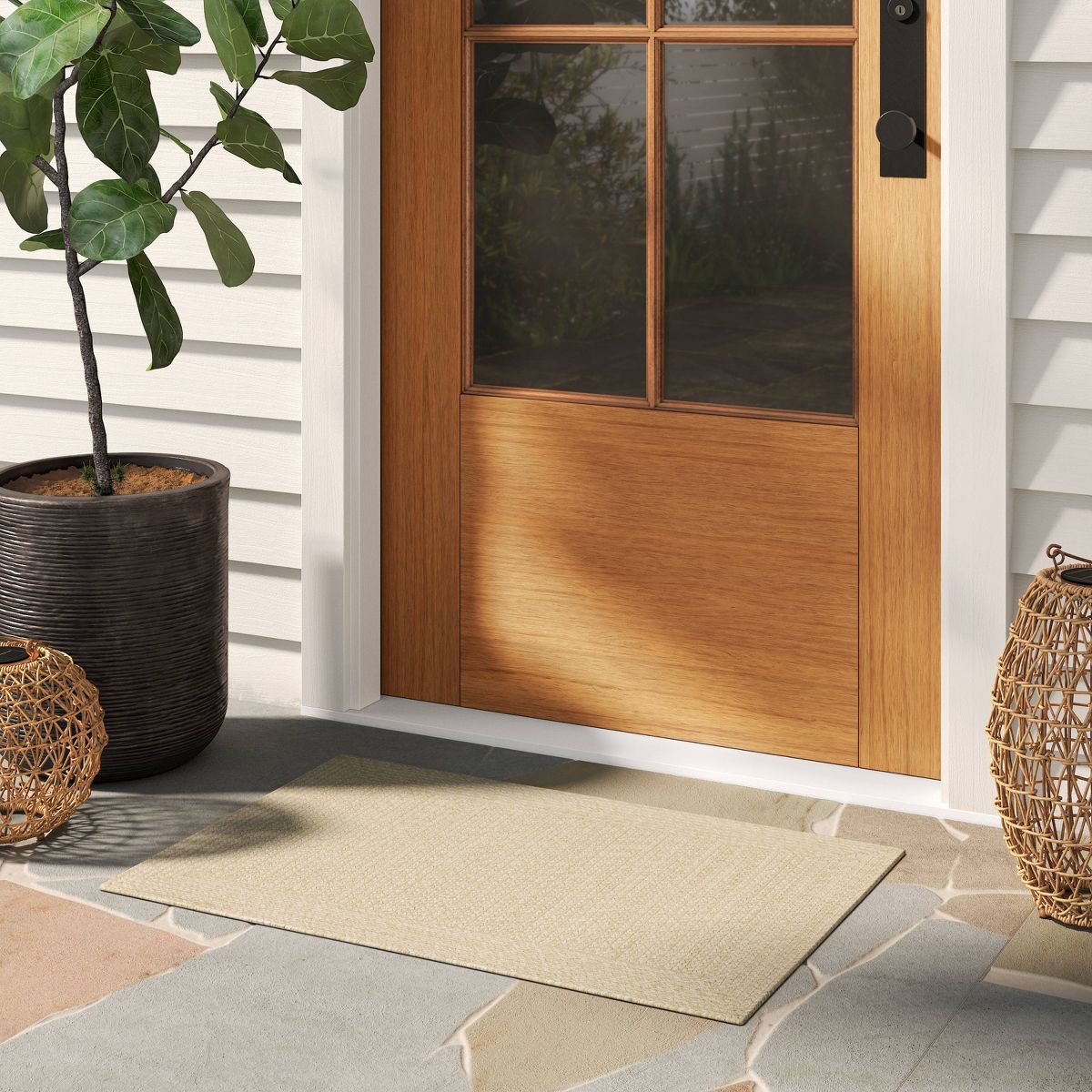 Natural Woven Rectangular Braided Outdoor Accent Rug - Threshold™ - thumbnail 10
