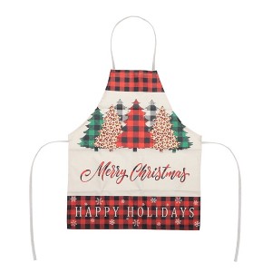 Unique Bargains Christmas Aprons Linen Black Red Green White Brown 21.65"x26.77" 1 Pcs - 1 of 4