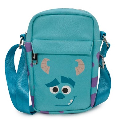 Disney Bag, Crossbody, Pixar Monsters Sulley Smiling Face and Spots, Blue, Vegan Leather