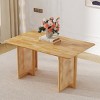 Dining Table Rustic with Faux Rattan Legs and Anti-Slip Feet for Dining Room 59in-3irtyhousy - 3 of 4