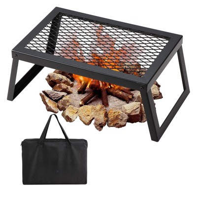NAYSAYE Grill Racks Portable Folding Campfire Grill with Carrying Bag for Outdoor Cooking, Black, 18"*12"*8"
