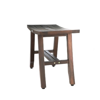 24" Wide Teak Wood Shower Stool with Crossbar