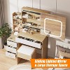 Vanity Desk with Sliding Lighted Mirror, Makeup Vanity Table with Power Outlet, 4 Drawers, Storage Shelves & Stool for Bedroom - 3 of 4
