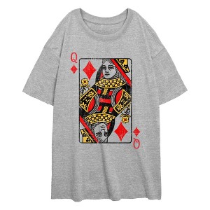 Junior's Lost Gods Queen of Diamonds Distressed T-Shirt - 1 of 2