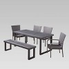 Nestor 6pc Wood and Wicker Chair and Bench Dining Set: Weather-Resistant, Galvanized Steel - Christopher Knight Home - 2 of 4