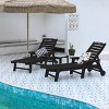 Outdoor Furniture Set,2 Outdoor Chaise Lounge With 1 Side Table,Patio Recliner With Wheels And Cup Holder,Patio Recliner For Poolside-Cuddlewood - 2 of 4