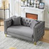 Sapphtopaz Velvet Couches for Living Room with Nailhead&Button Tufted Upholstered Leisure Sofa with Square Arms&Deep Seat for Apartment - 4 of 4
