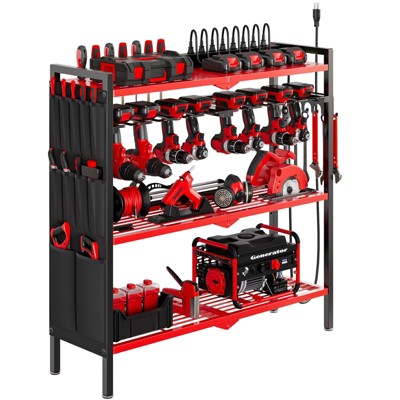Hausource Standing Heavy Duty Power Tool Organizer with Charging Station 8 Drill Holder Adjustable