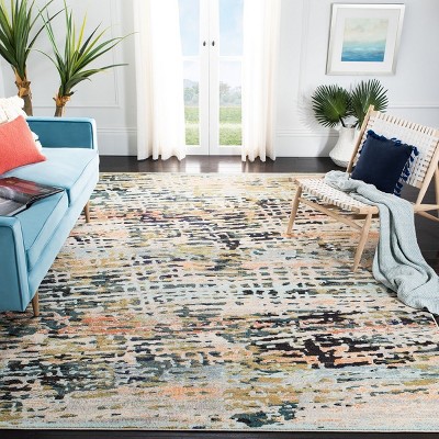 Beige & Navy Classic Chic 8' x 10' Synthetic Area Rug