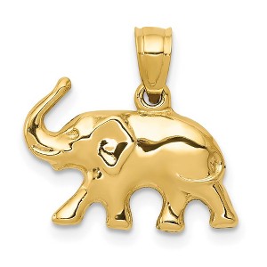 Black Bow Jewelry 14k Yellow Gold 3D Polished Elephant Pendant - 1 of 4