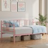 Twin Metal Daybed with Trundle, Pullout Trundle Bed Frame with Arched Headboard, Guest Sofa Bed with Steel Slat Support - 2 of 4
