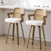 Bekrvio 26" Swivel Counter Height Bar Stools Set of 1/2/3/4,Faux Leather Upholstered Bar Chairs with Back & Arm for Kitchen Island,Black - 3 of 4