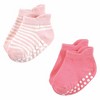 Hudson Baby Infant Girl Non-Skid No-Show Socks, Pink Green - 3 of 4