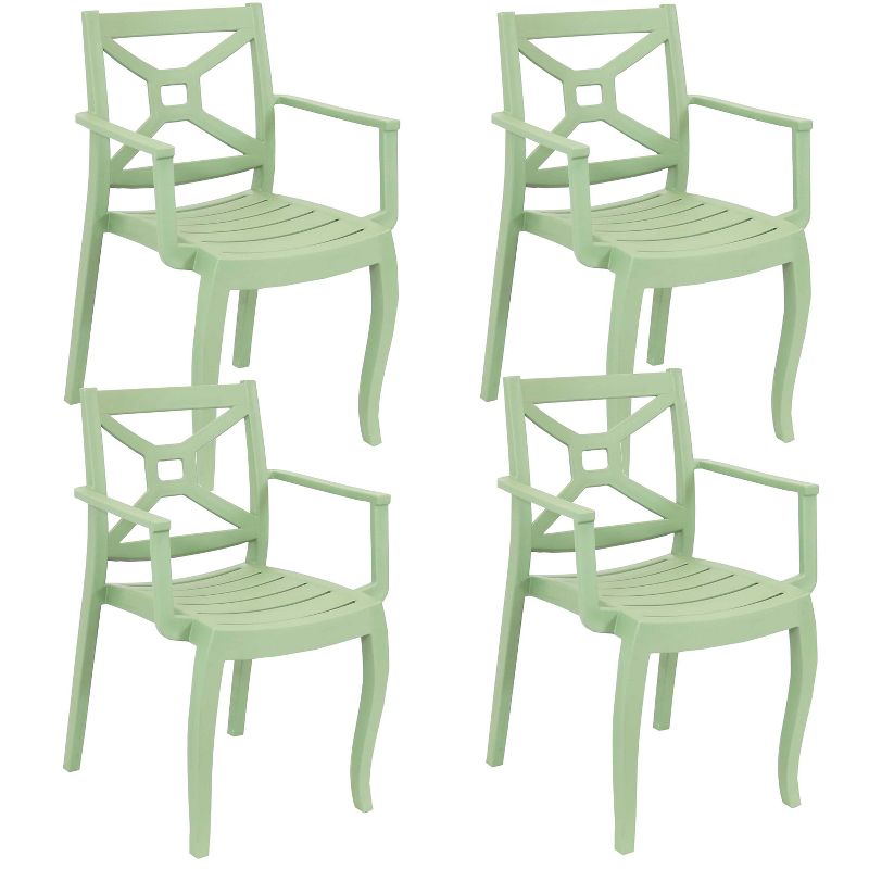 Sunnydaze Polypropylene Stackable Tristana Outdoor Patio Arm Chair, 1 of 12